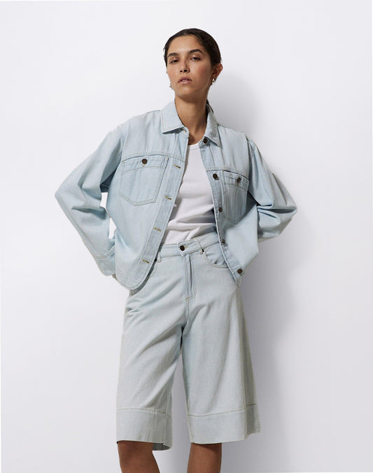 Bermuda en denim bleu indigo