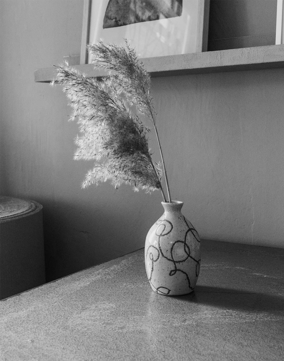 Petit Vase Boucles Bleues