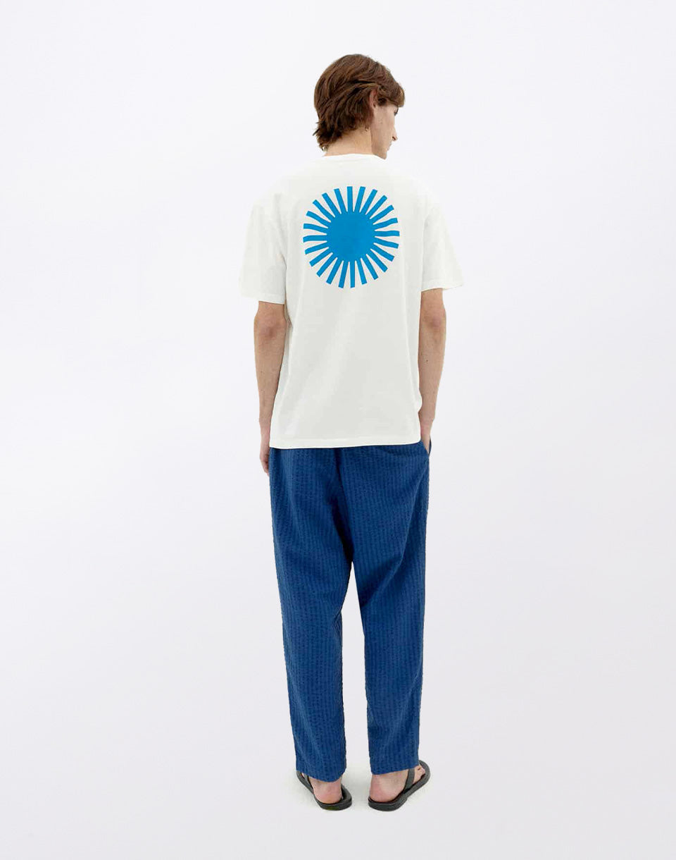 White T-Shirt Sun Blue Back