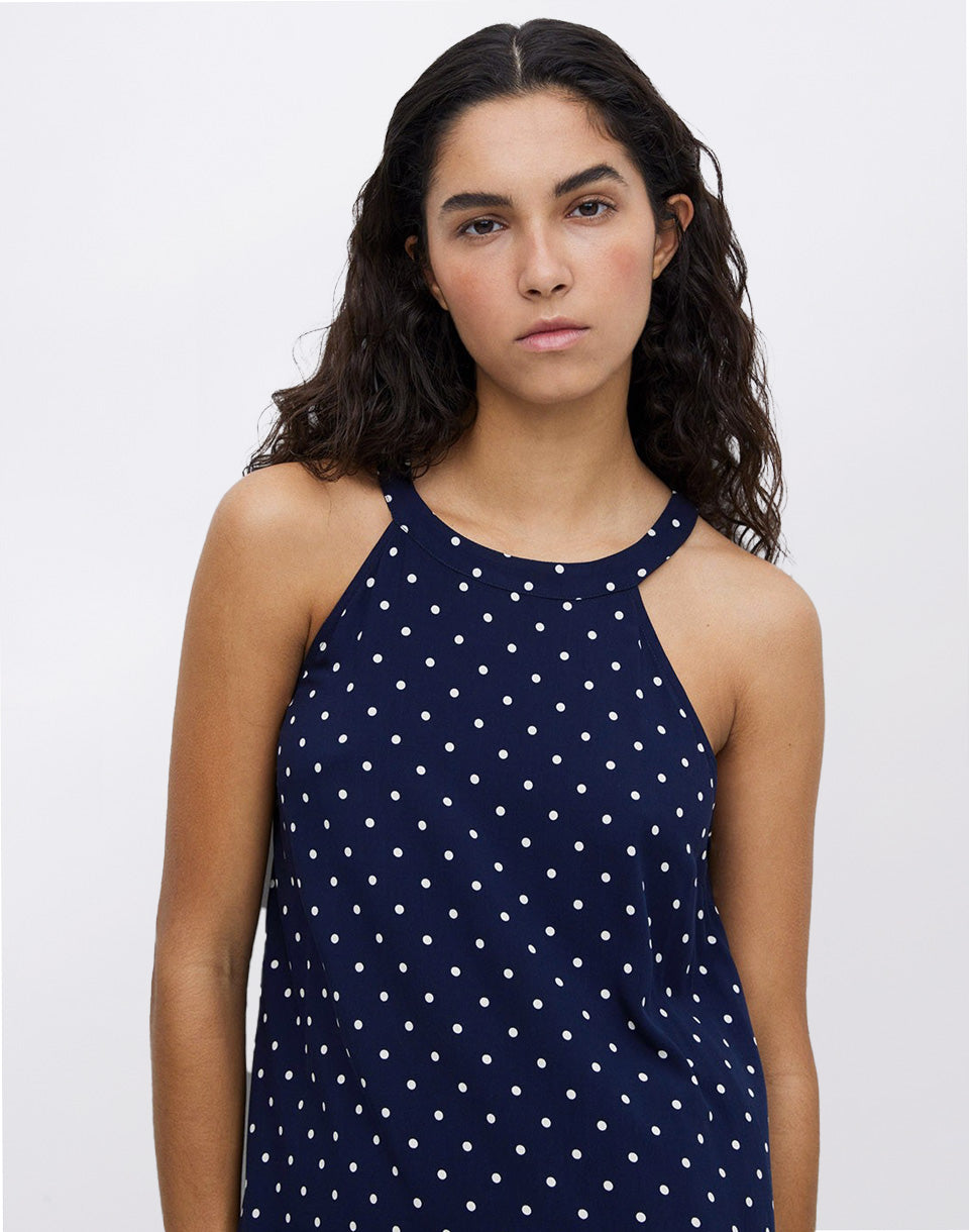 Blue Halter-Neck Long Dress