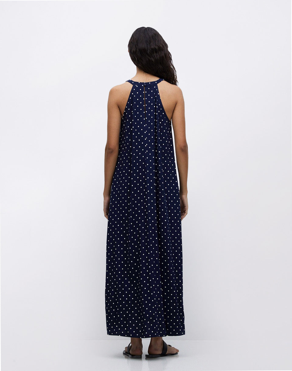 Blue Halter-Neck Long Dress