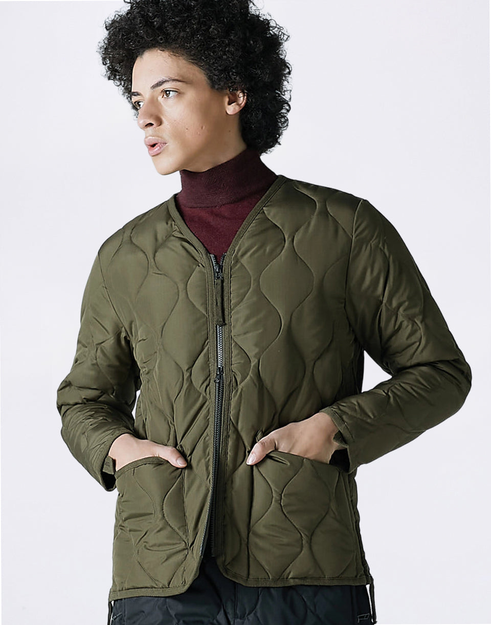 Unisex Military W-Zip V-Neck Down Jacket