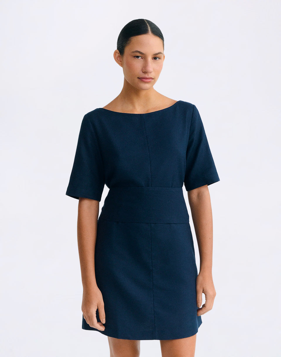 Navy Hemp Kieran Dress