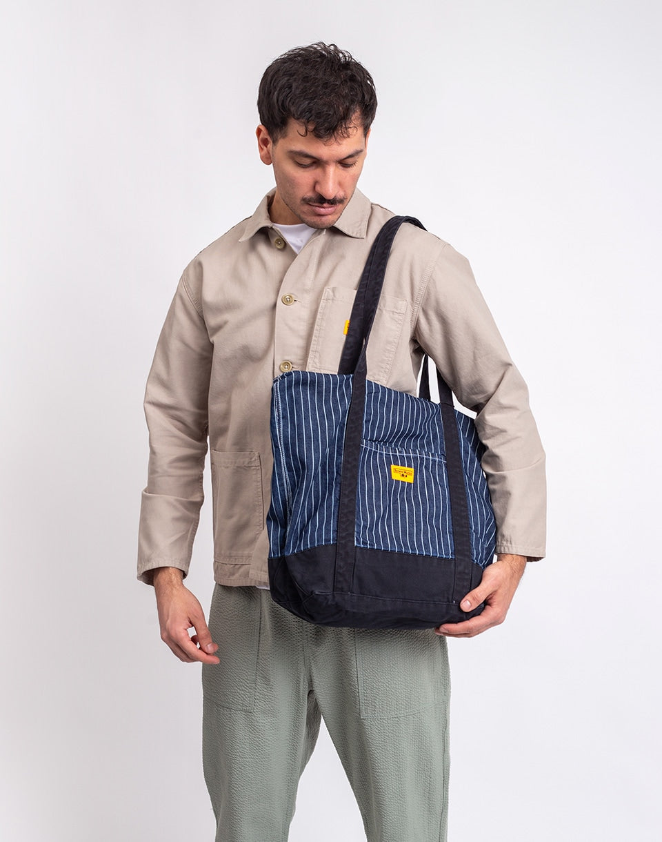 Pinstripe Denim Tote