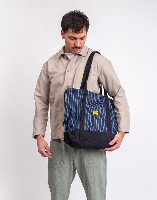 Pinstripe Denim Tote