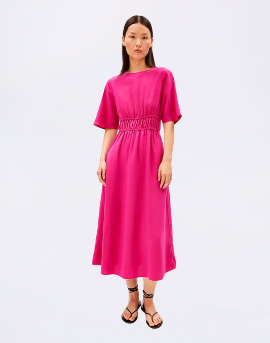 Linen Blend Gathered Dress