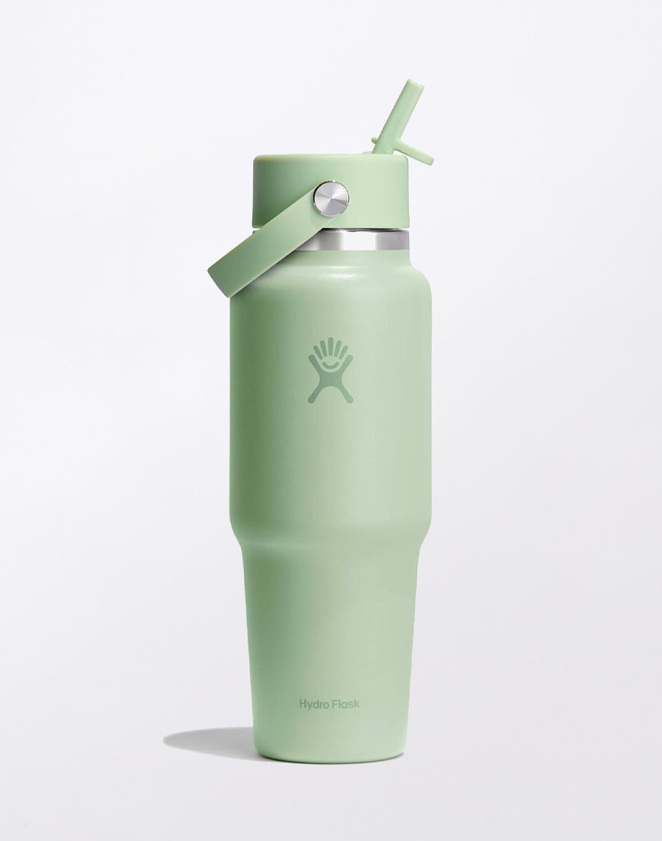 Bouteille de voyage à large ouverture avec bouchon à paille flexible 32 oz (946 ml)