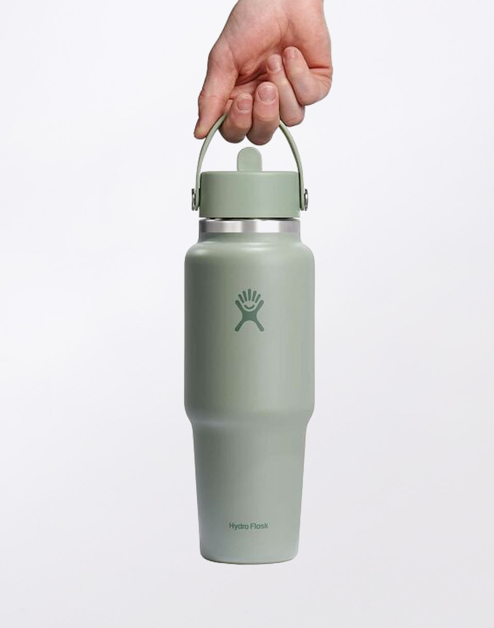 Bouteille de voyage à large ouverture avec bouchon à paille flexible 32 oz (946 ml)