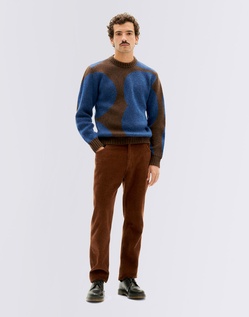 Pull tricoté de points bleu khem