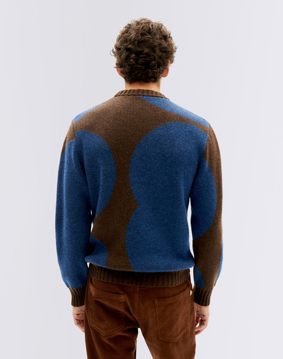 Pull tricoté de points bleu khem