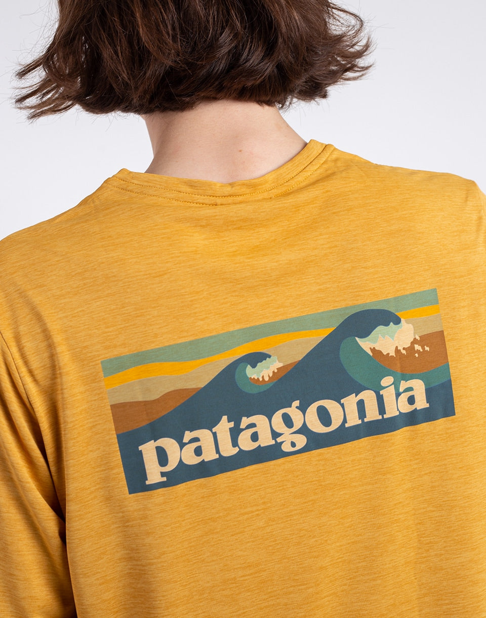 M's L / s Cap cool chemise graphique quotidienne - eaux