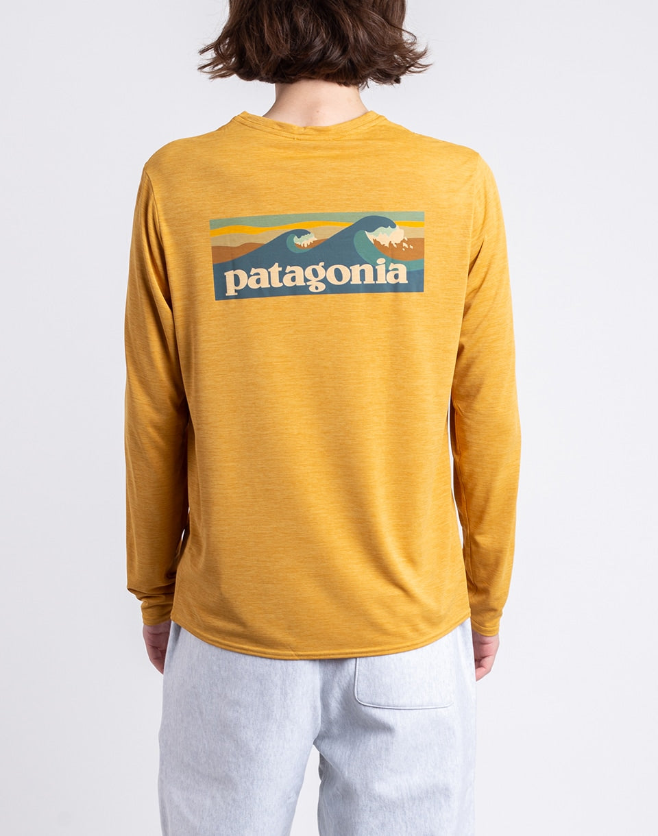 M's L / s Cap cool chemise graphique quotidienne - eaux