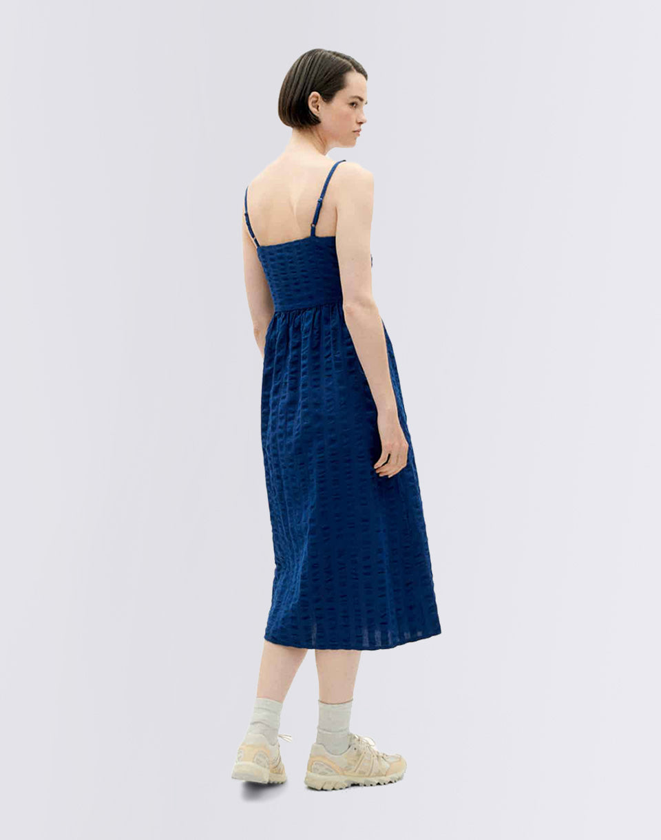 Navy Big Seersucker Paola Robe