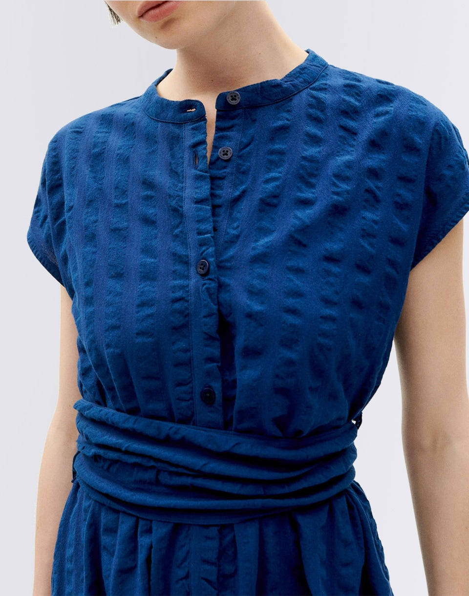 Navy Big Seersucker Gretel Robe